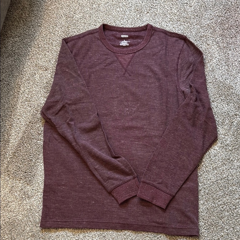 Maroon Long Sleeve Tee with Classic Crew Neck